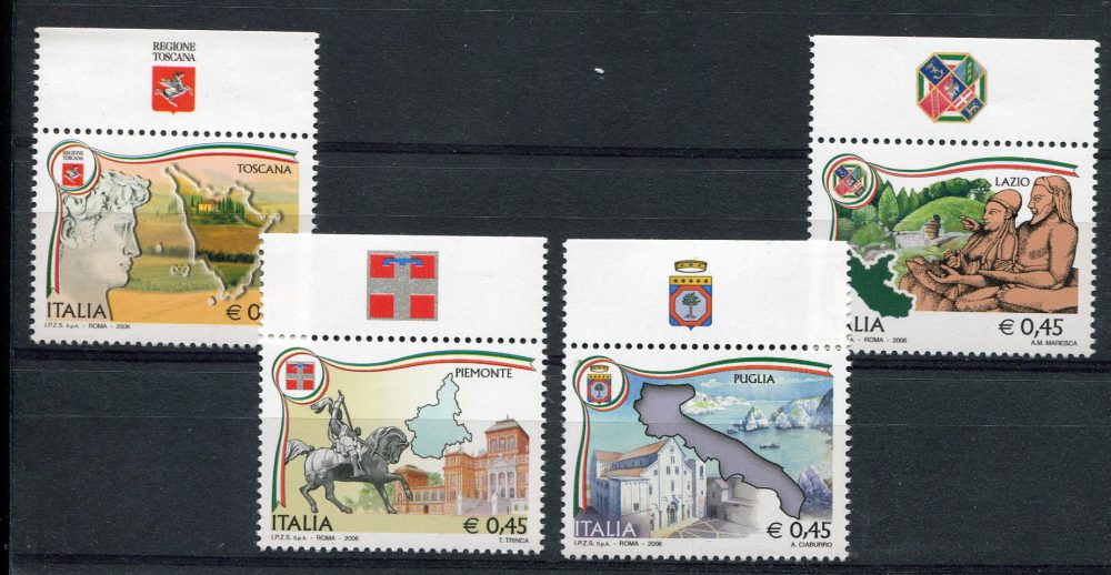 Regioni d'Italia 2006 serie completa di 4 valori con bandella