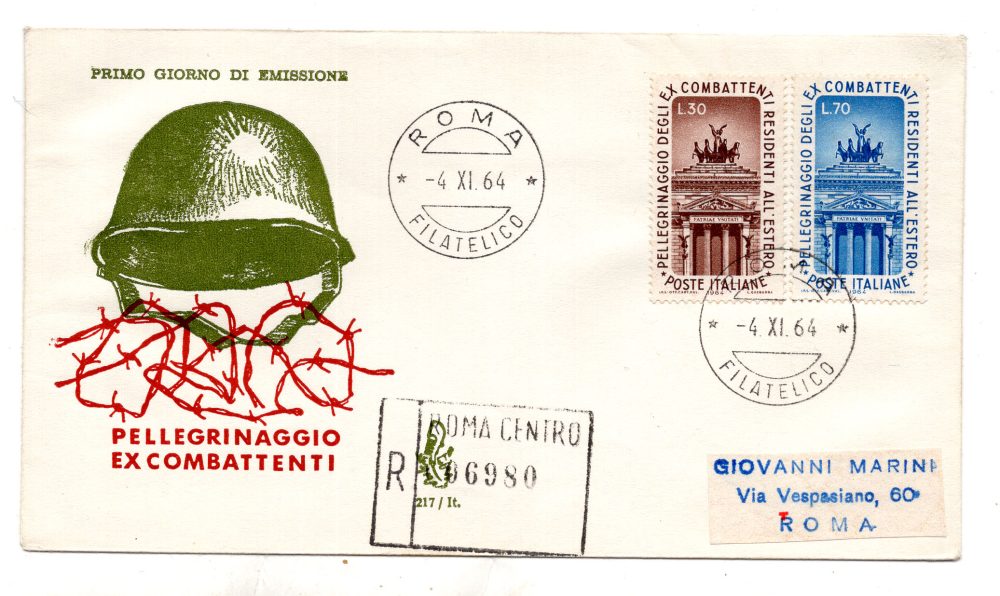 Italia FDC Venetia 1964 Ex Combattenti  viaggiata Racc. per l'Italia