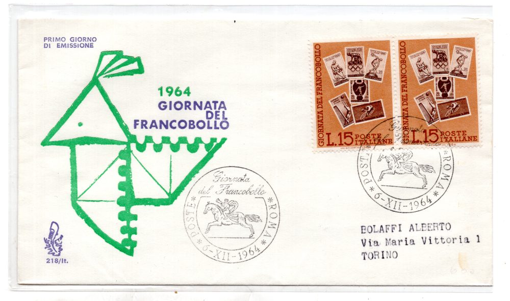 Italia FDC Venetia 1964 Giornata del Francobollo viaggiata per l'Italia