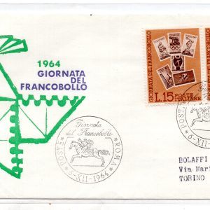 Italia FDC Venetia 1964 Giornata del Francobollo viaggiata per l'Italia