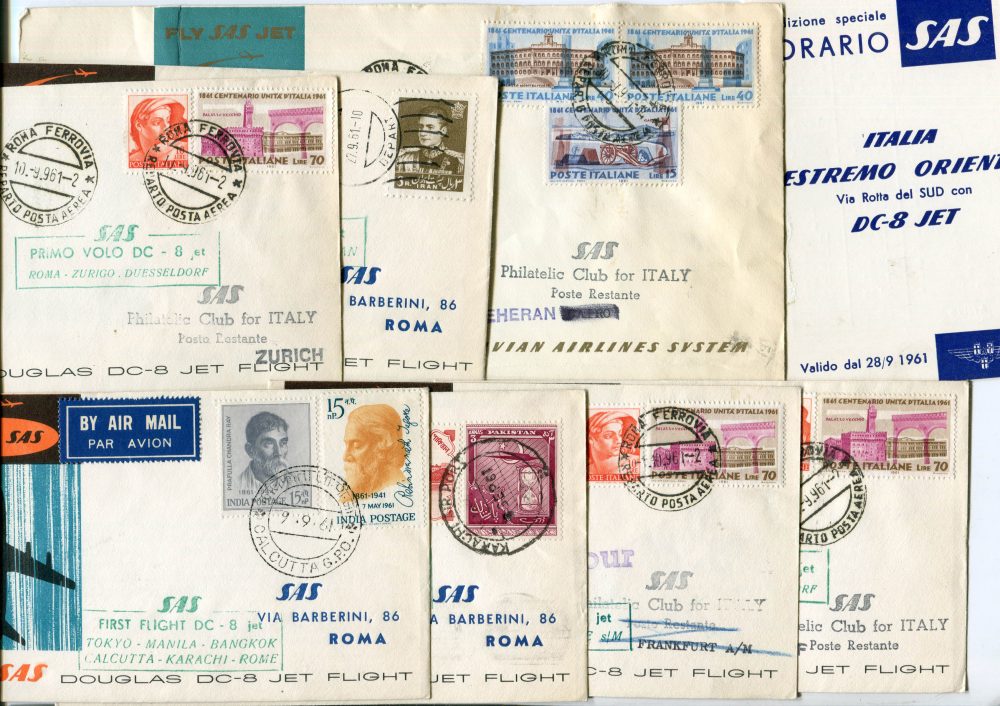 SAS Voli del 1961 - Lotto di sette aerogrammi diversi