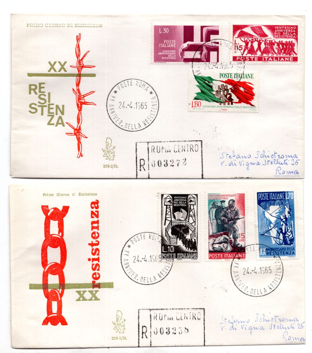 Italia FDC Venetia 1965 XX Ann. Resistenza  viag Racc. per l'Italia