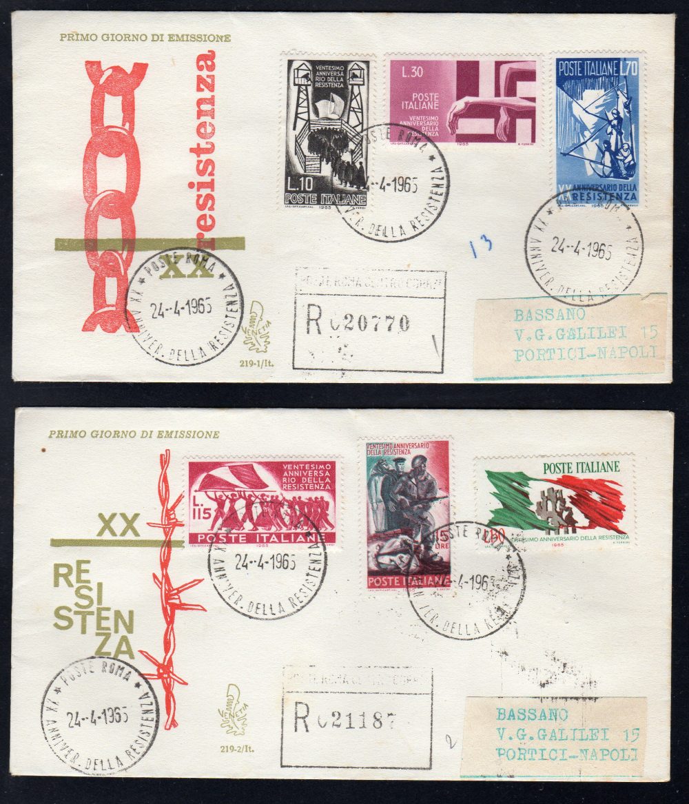 Italia FDC Venetia 1965 XX Ann. Resistenza  viag Racc. per l'Italia