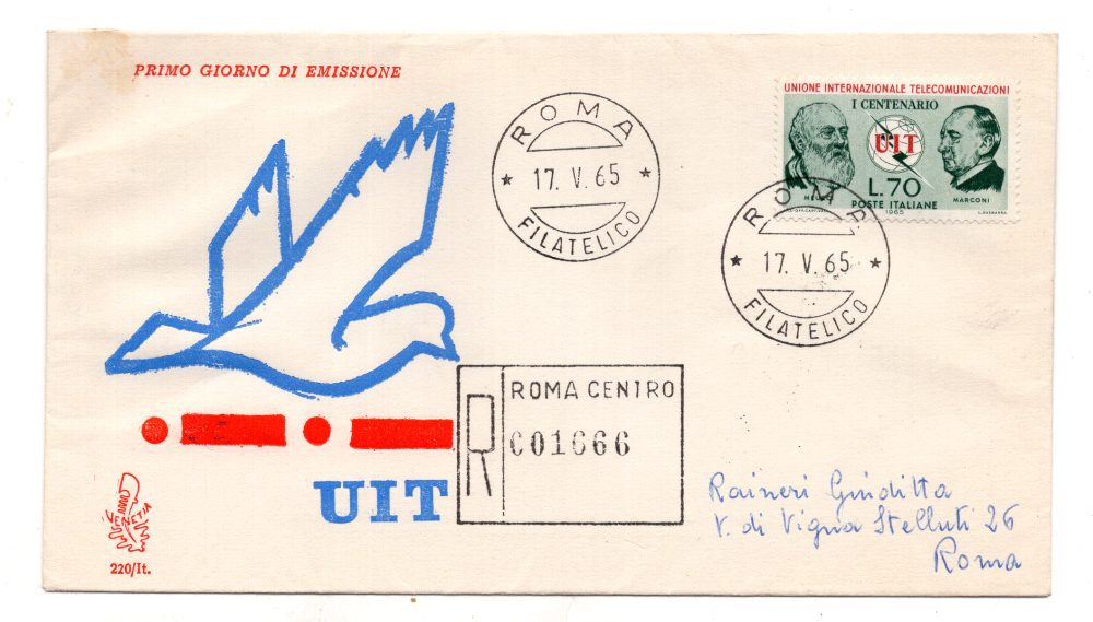 Italia FDC Venetia 1965 U.I.T.  viaggiata Racc. per l'Italia