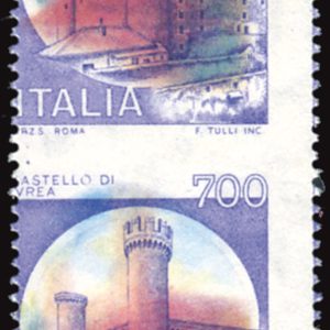 Castelli Lire 700  varietà rosso inchiostrato