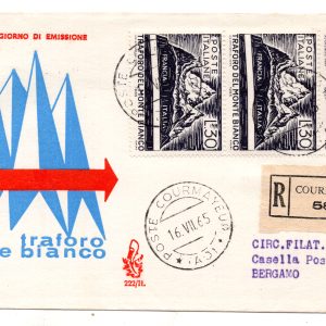 Italia FDC Venetia 1965 Monte Bianco striscia viaggiata Racc. Italia