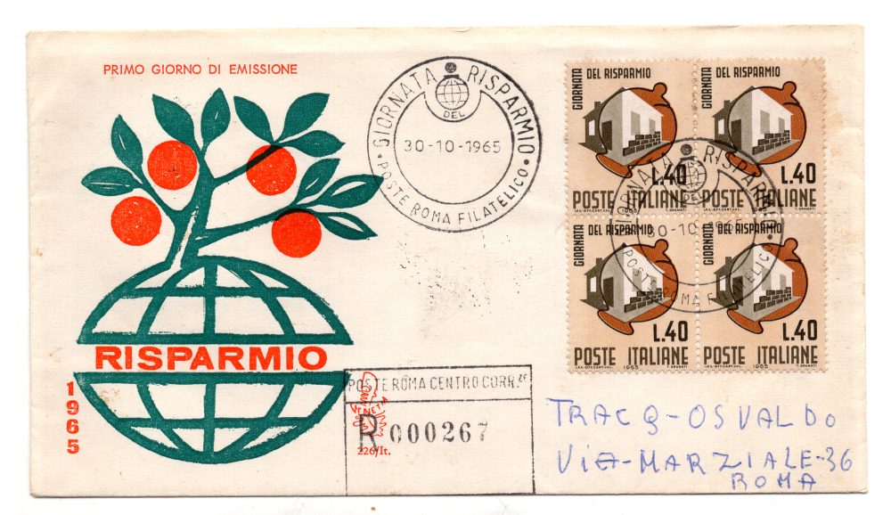 Italia FDC Venetia 1965 Tassoni  viaggiata  per l'Italia