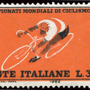 Ciclismo Lire 300  varietà  stampa del fondo arancio spostata