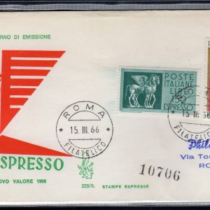 Italia FDC Venetia 1966 Espresso Lire 150  viaggiata  per l'Italia