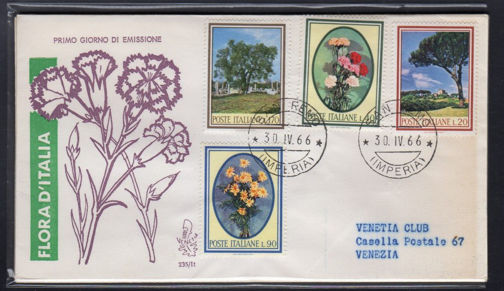 Italia FDC Venetia 1966 Flora  viaggiata Racc. per l'Italia 697