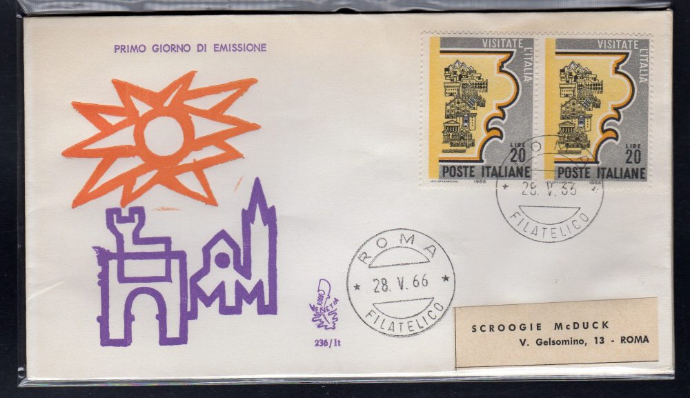 Italia FDC Venetia 1966 Propaganda Turistica coppia viaggiata  per l'Italia