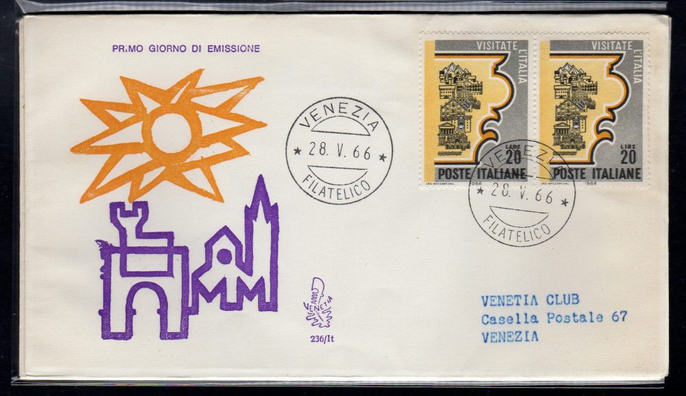 Italia FDC Venetia 1966 Propaganda Turistica coppia viaggiata  per l'Italia 700