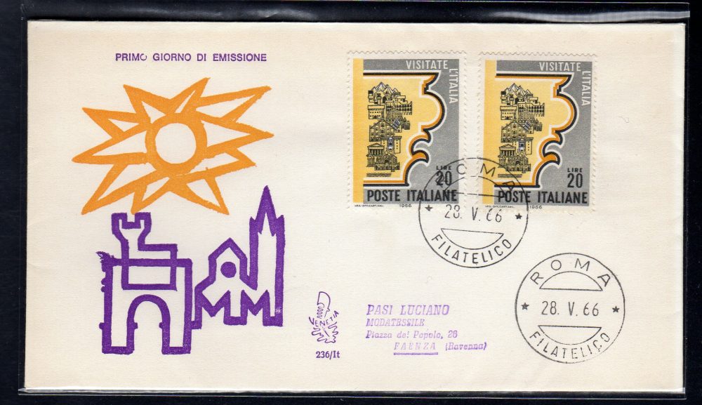 Italia FDC Venetia 1966 Propaganda Turistica Due esemplari non viaggiata