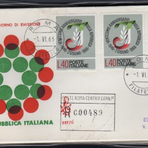 Italia FDC Venetia 1966 Ventennale Rep.  viaggiata Racc. per l'Italia