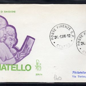 Italia FDC Venetia 1966 Donatello Isolato viaggiata  per l'Italia 713