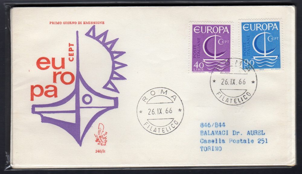 Italia FDC Venetia 1966 Europa  viaggiata  per l'Italia