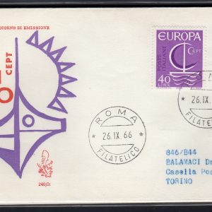 Italia FDC Venetia 1966 Europa  viaggiata  per l'Italia