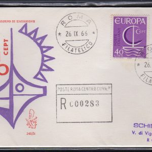 Italia FDC Venetia 1966 Europa  viaggiata Racc. per l'Italia