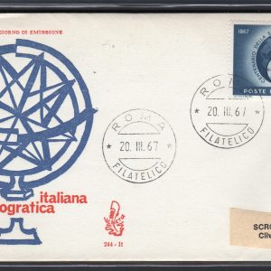 Italia FDC Venetia 1967 Soc. Geografica  viaggiata  per l'Italia 733