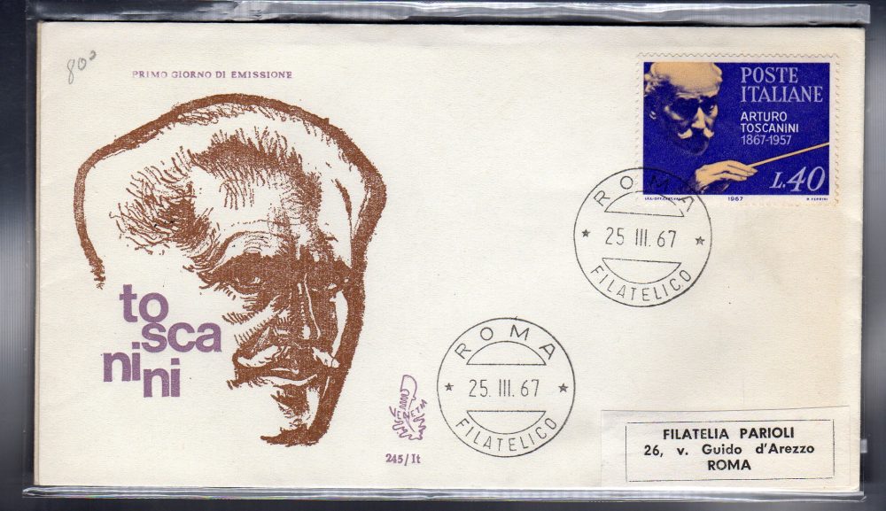 Italia FDC Venetia 1967 Toscanini  viaggiata  per l'Italia 739