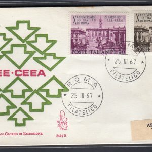 Italia FDC Venetia 1967 Trattati di Roma  viaggiata  per l'Italia