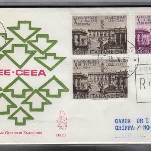 Italia FDC Venetia 1967 Trattati Coppia + singolo viaggiata Racc. per l'Italia