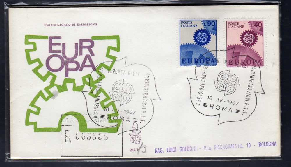 Italia FDC Venetia 1967 Europa  viaggiata Racc. per l'Italia