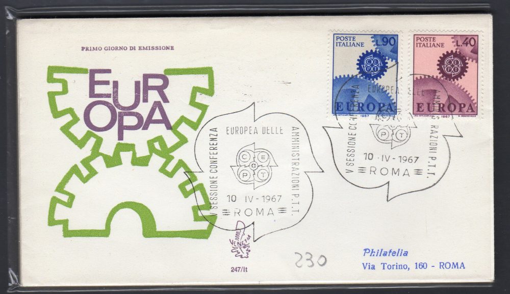 Italia FDC Venetia 1967 Europa  viaggiata  per l'Italia