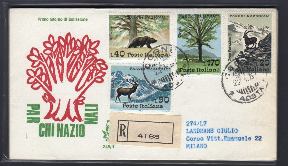 Italia FDC Venetia 1967 Parchi Nazionali  viaggiata Racc. per l'Italia 751