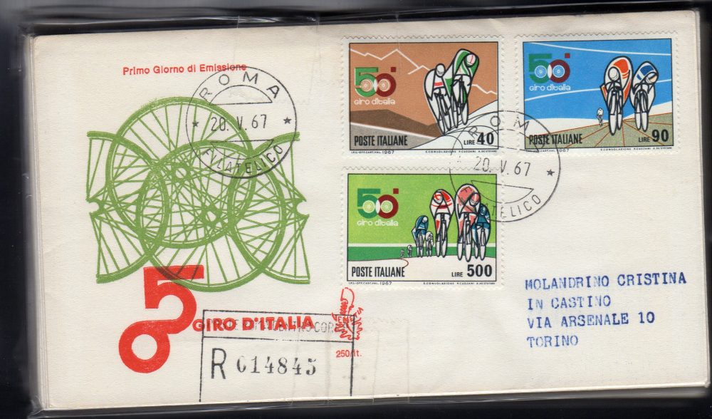 Italia FDC Venetia 1967 50° Giro d'Italia  viaggiata Racc. per l'Italia