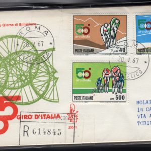 Italia FDC Venetia 1967 50° Giro d'Italia  viaggiata Racc. per l'Italia