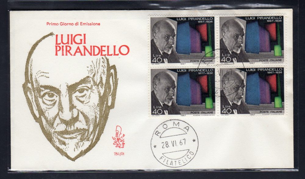 Italia FDC Venetia 1967 Pirandello quartina non viaggiata