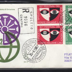 Italia FDC Venetia 1967 Festival Spoleto coppia viaggiata  per l'Italia