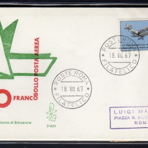 Italia FDC Venetia 1967 50° Posta Aerea  viaggiata  per l'Italia