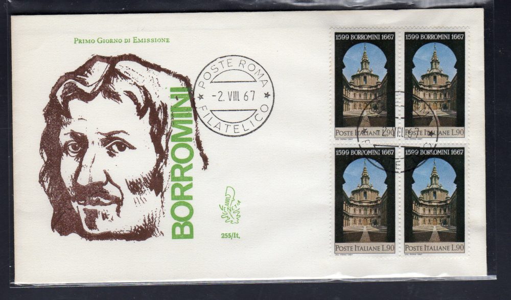 Italia FDC Venetia 1967 Borromini quartina non viaggiata