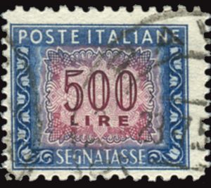 Segnatasse Lire 20 n. 106 filigrana in posizione DB