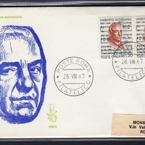 Italia FDC Venetia 1967 Giordano coppia viaggiata  per l'Italia