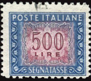 Segnatasse Lire 20 n. 106 filigrana in posizione DB