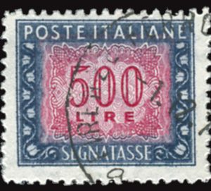 Segnatasse Lire 20 n. 106 filigrana in posizione DB