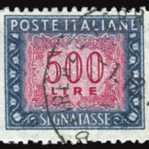 Segnatasse Lire 500 dentellatura lineare 13,1/4 gomma vinilica