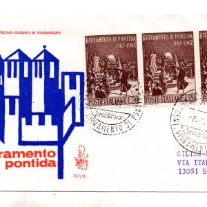 Italia FDC Venetia 1967 Pontida striscia di tre viaggiata  per l'Italia