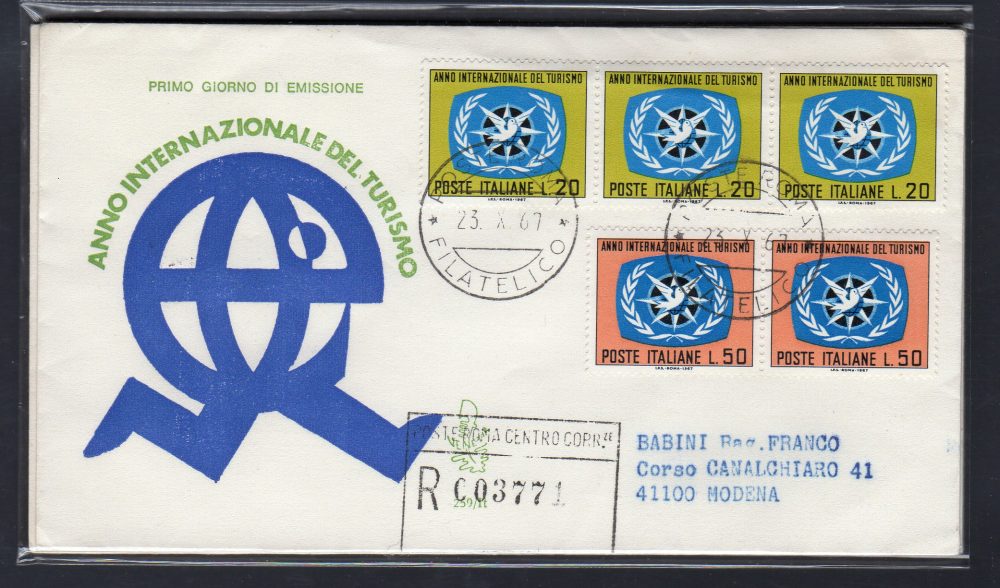 Italia FDC Venetia 1967 Anno Turismo  viaggiata Racc. per l'Italia