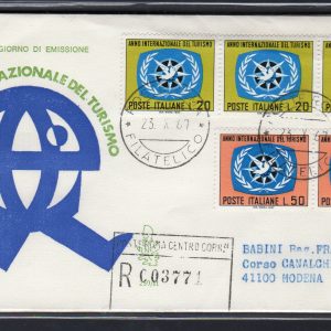 Italia FDC Venetia 1967 Anno Turismo  viaggiata Racc. per l'Italia