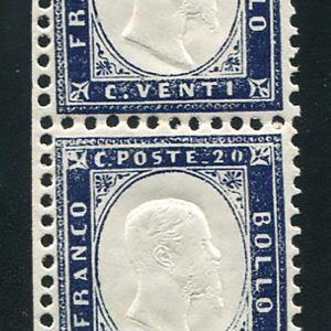 Vitt. Emanuele II° Cent. 20 varietà coppia non dentellata