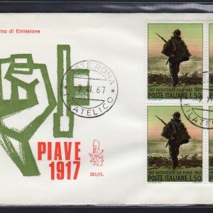 Italia FDC Venetia 1967 Piave quartina non viaggiata