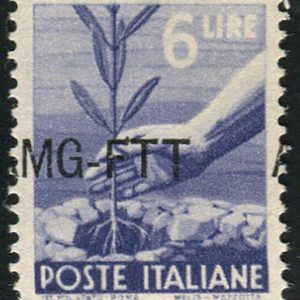 Trieste - Democratica Lire 6 varietà soprastampa spostata