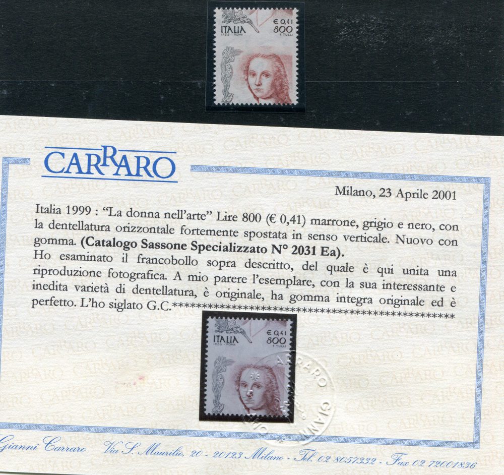 Castelli Lire 100 macchinette  varietà taglio spostato