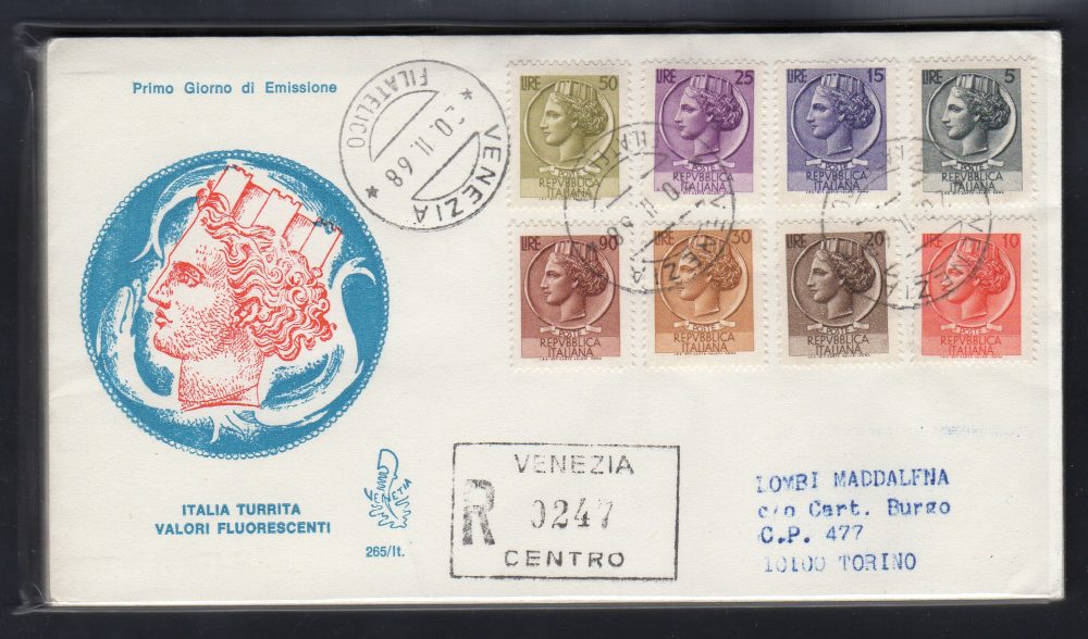 Italia FDC Venetia 1968 Siracusana 8 Val.  viaggiata Racc. per l'Italia 818