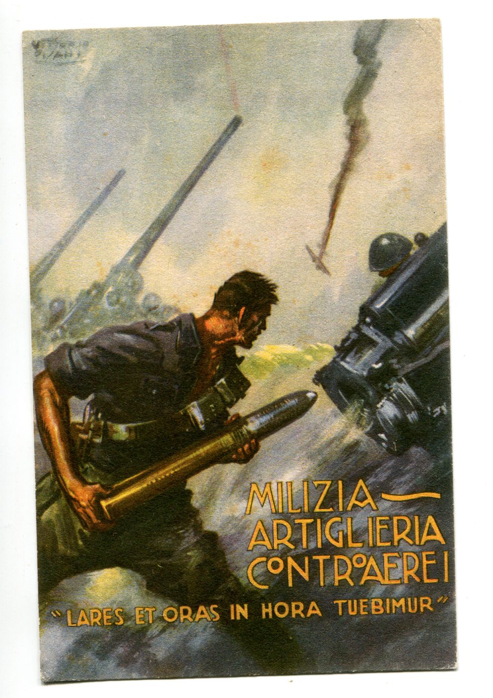 Milizia Artiglieria Contraerei - Cartolina disegnatore V. Pisani