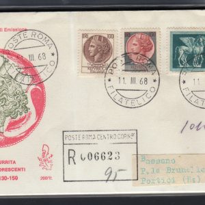 Italia FDC Venetia 1968 Siracusana + Espresso  viaggiata Racc. per l'Italia